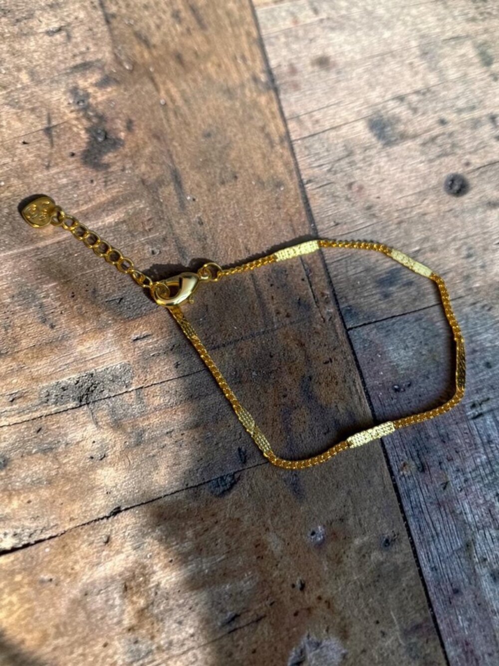 Gold-Tone Chain Bracelet With Textured Details & Heart Charm By Evry